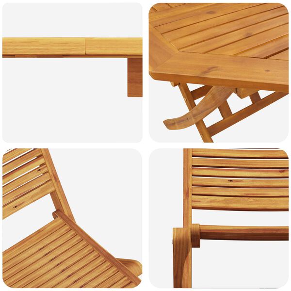 vidaXL Φορητό Σετ Μπιζερί Πτυσσόμενος 3 pcs Καφέ Μασίφ ξύλο ακακίας