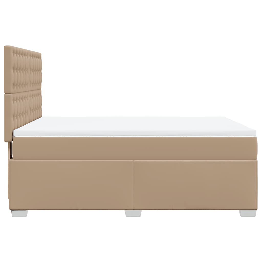 vidaXL Κρεβάτι Boxspring με Στρώμα Καπουτσίνο 140x200εκ.από Συνθ.Δέρμα