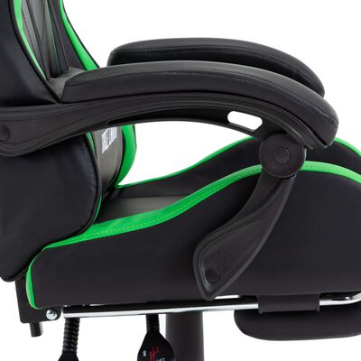 vidaXL Καρέκλα Racing με Υποπόδιο Πράσινη/Μαύρη από Συνθετικό Δέρμα