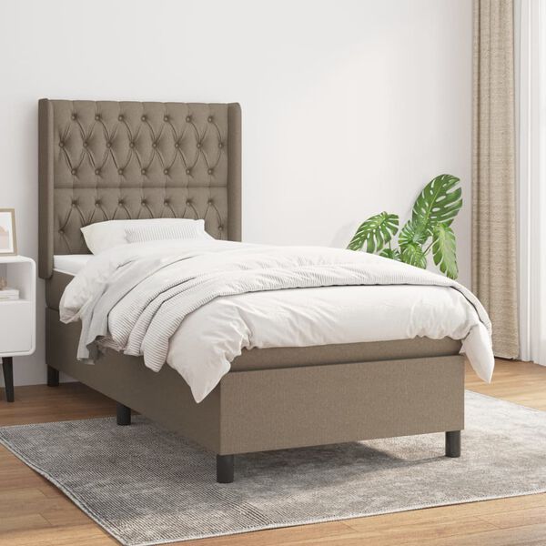 vidaXL &Kappa;&rho;&epsilon;&beta;ά&tau;&iota; Boxspring &mu;&epsilon; &Sigma;&tau;&rho;ώ&mu;&alpha; Taupe 90x200 &epsilon;&kappa;. &Upsilon;&phi;&alpha;&sigma;&mu;ά&tau;&iota;&nu;&omicron;
