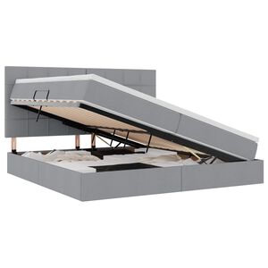 vidaXL Κρεβάτι Αποθήκης Ανοιχτό γκρι 200 x 200 cm Τεχνητό Δέρμα