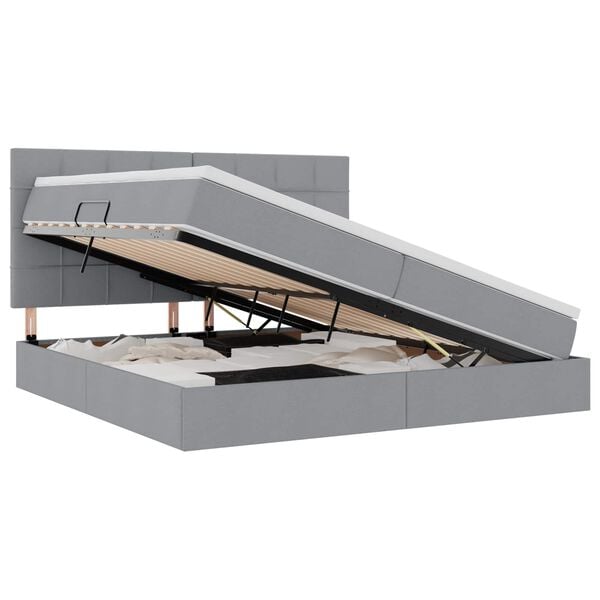 vidaXL Κρεβάτι Αποθήκης Ανοιχτό γκρι 200 x 200 cm Τεχνητό Δέρμα