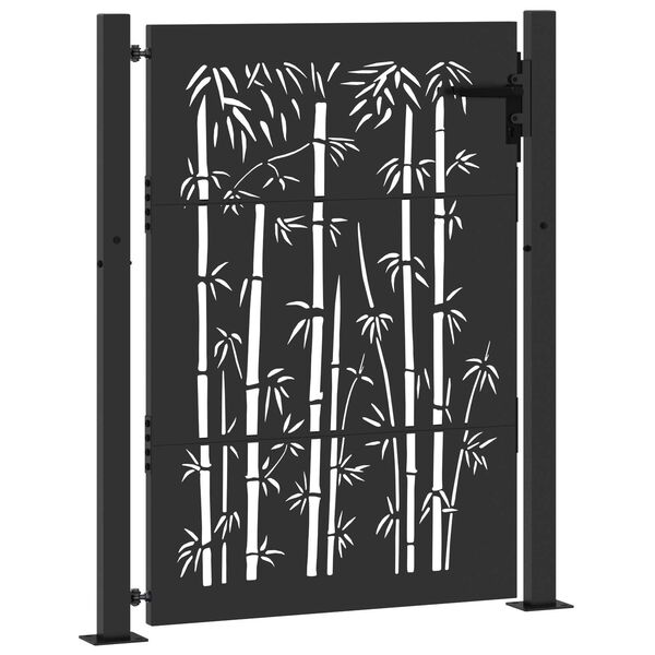 vidaXL Πύλη Κήπου Άλλο Μαύρο 105 x 150 cm Ατσάλι με Επικάλυψη Πούδρας