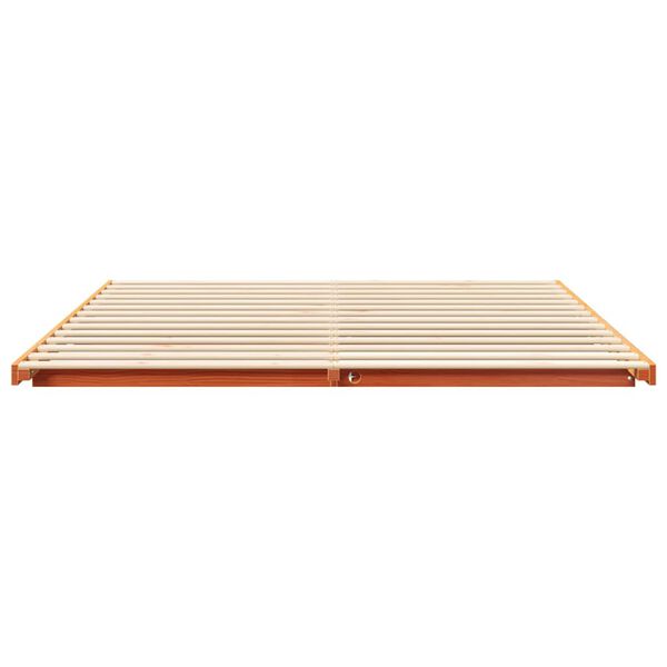 vidaXL Κρεβάτι δαπέδου Καφέ κεριού 200 x 220 cm Μασίφ ξύλο πεύκου
