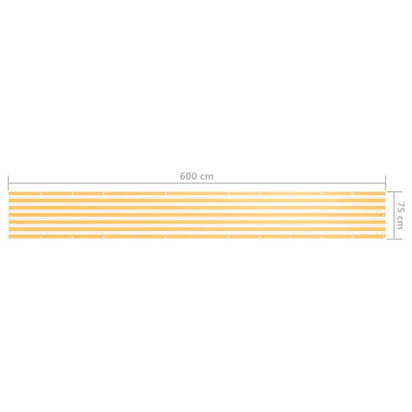 vidaXL Διαχωριστικό Βεράντας Λευκό/Κίτρινο 75 x 600 εκ. Ύφασμα Oxford
