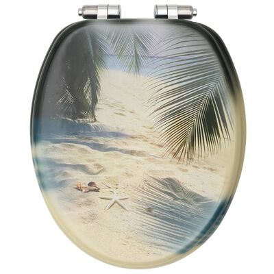 vidaXL Κάλυμμα Λεκάνης με Καπάκι Soft Close Σχέδιο Παραλία από MDF
