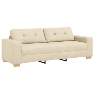 vidaXL 3-Θέσιος καναπές με μαξιλάρι Κρεμ ύφασμα