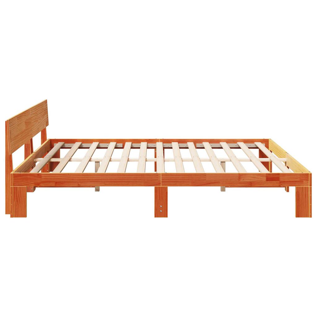 vidaXL Κρεβάτι με κεφαλάρι Κερωμένο Καφέ 180x200 εκ. Μασίφ ξύλο πεύκου