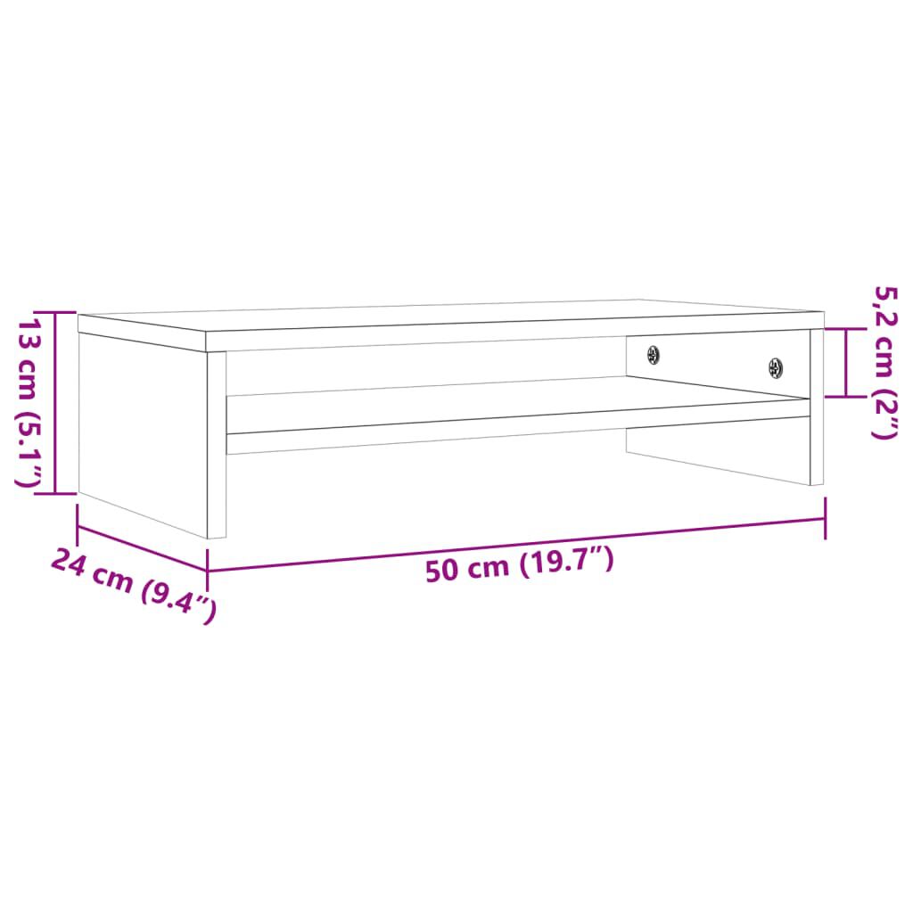 vidaXL Βάση Οθόνης Καφέ Κεριού 50x24x13 εκ. από Μασίφ Ξύλο Πεύκου