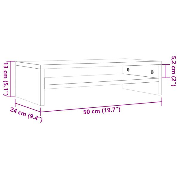 vidaXL Βάση Οθόνης Καφέ Κεριού 50x24x13 εκ. από Μασίφ Ξύλο Πεύκου