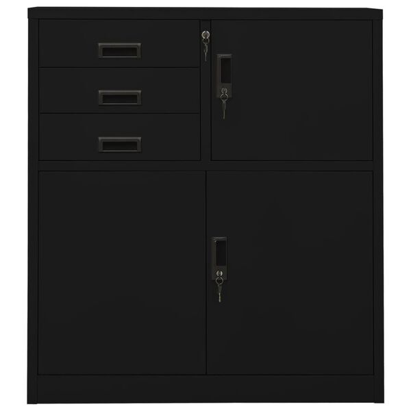 vidaXL Ντουλάπα Γραφείου Μαύρη 90 x 40 x 102 εκ. Ατσάλινη