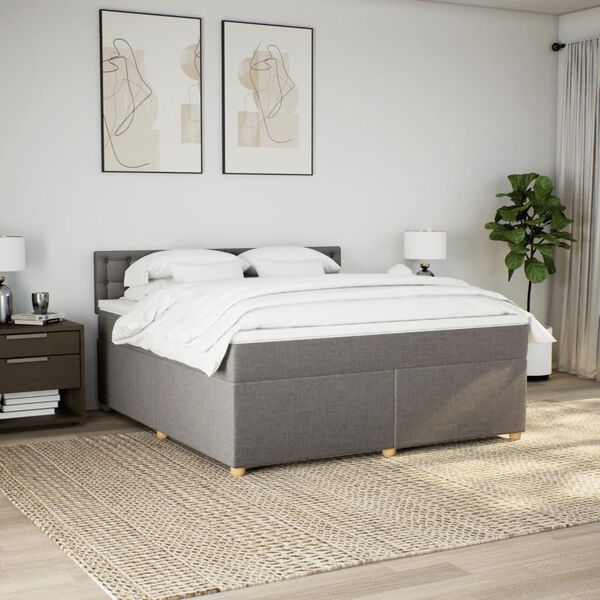 vidaXL &Kappa;&rho;&epsilon;&beta;ά&tau;&iota; Boxspring &mu;&epsilon; &Sigma;&tau;&rho;ώ&mu;&alpha; Taupe 180x200 &epsilon;&kappa;. &Upsilon;&phi;&alpha;&sigma;&mu;ά&tau;&iota;&nu;&omicron;