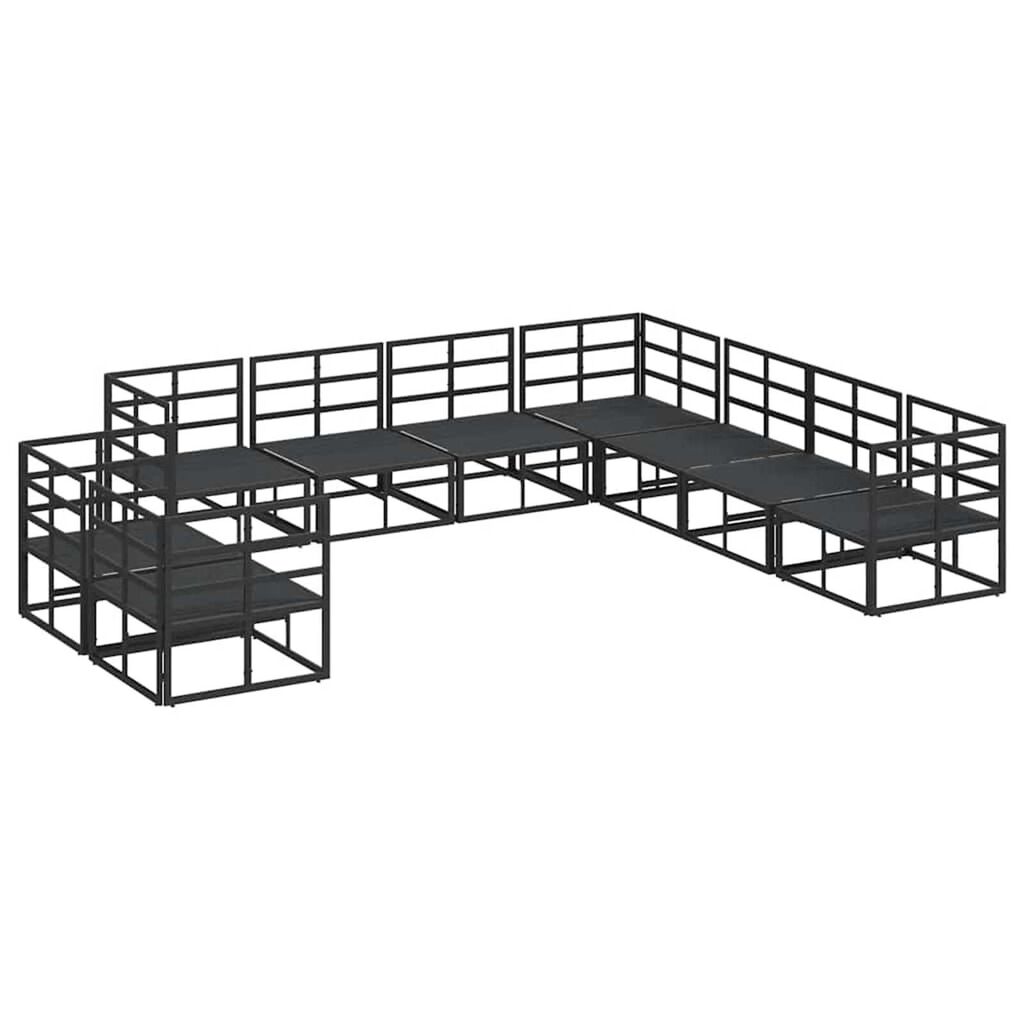 vidaXL Σετ Καναπέ Κήπου με μαξιλάρι 9 pcs Μαύρο Αλουμίνιο