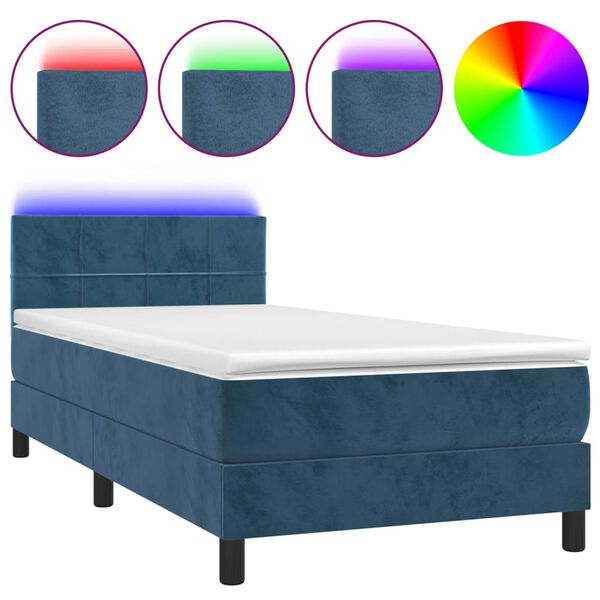 vidaXL &Kappa;&rho;&epsilon;&beta;ά&tau;&iota; Boxspring &mu;&epsilon; &Sigma;&tau;&rho;ώ&mu;&alpha; & LED &Sigma;&kappa;. &Mu;&pi;&lambda;&epsilon; 90x200 &epsilon;&kappa;. &Beta;&epsilon;&lambda;&omicron;ύ&delta;&iota;&nu;&omicron;