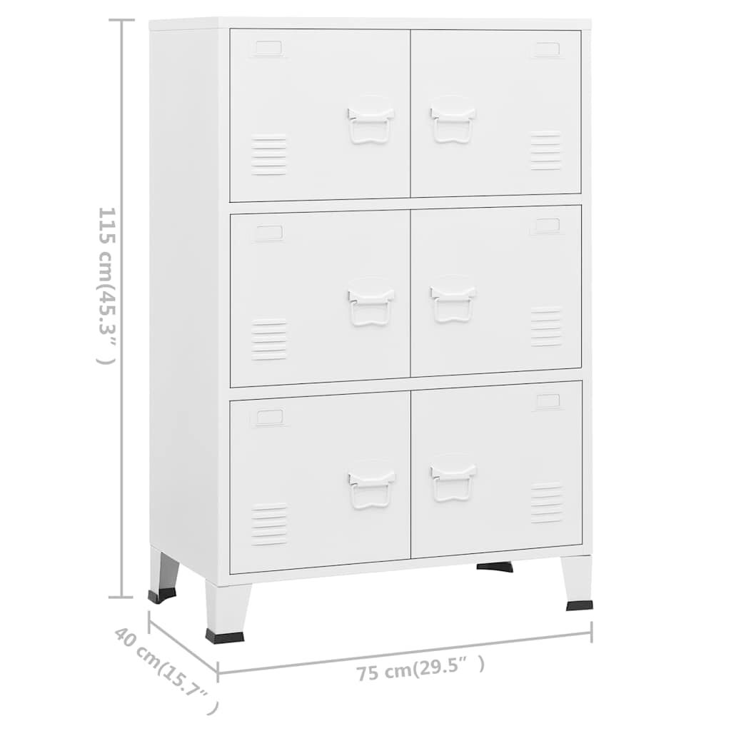 vidaXL Αρχειοθήκη Βιομηχανικού Στιλ Λευκή 75 x 40 x 115 εκ. Ατσάλινη