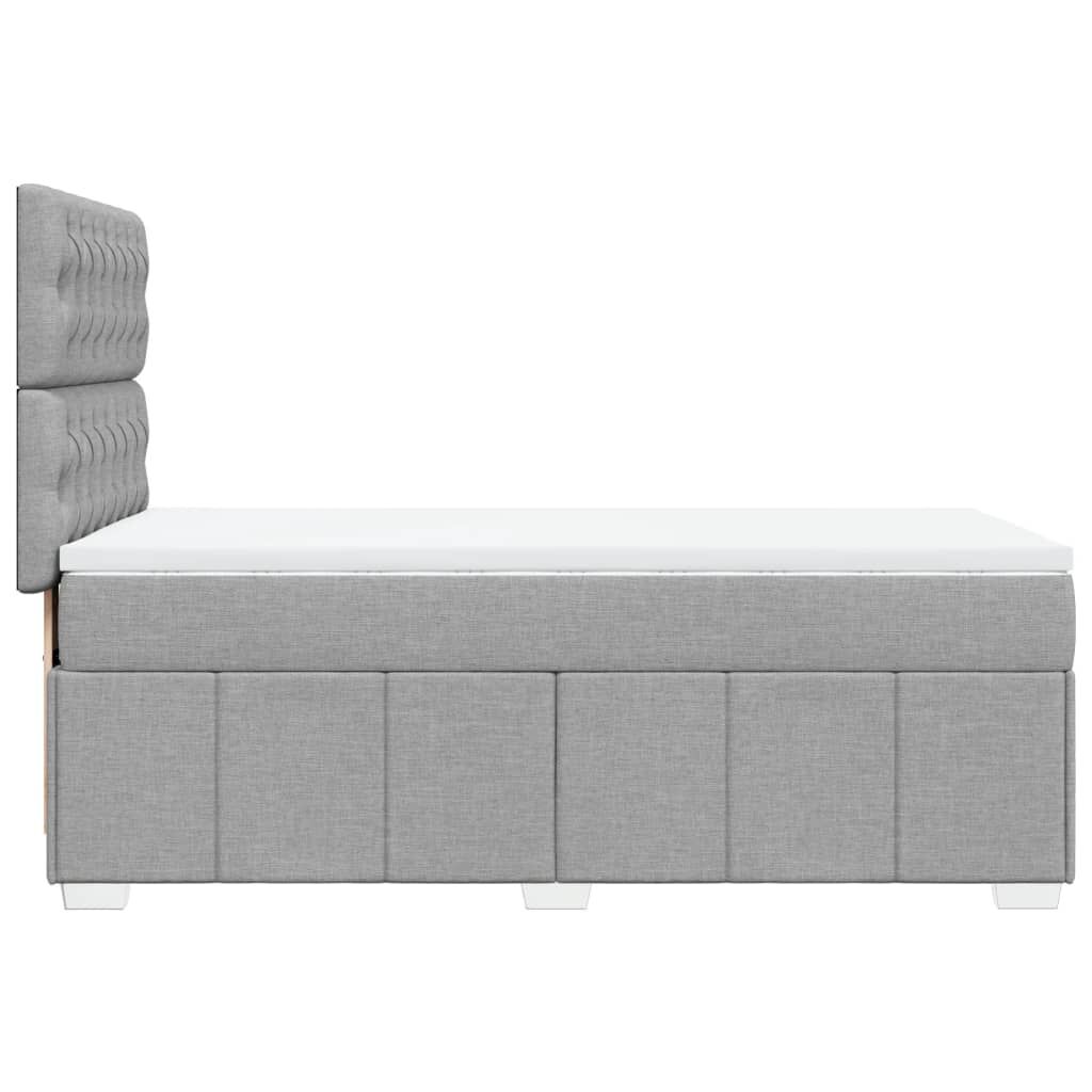 vidaXL Κρεβάτι Boxspring με Στρώμα Ανοιχτό Γκρι 90x200 εκ. Υφασμάτινο