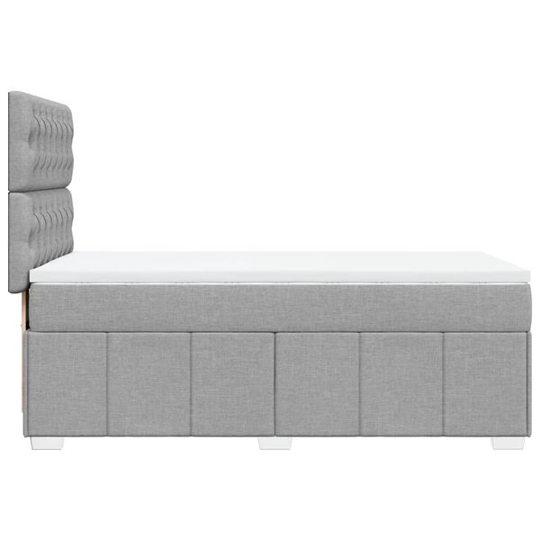 vidaXL Κρεβάτι Boxspring με Στρώμα Ανοιχτό Γκρι 90x200 εκ. Υφασμάτινο