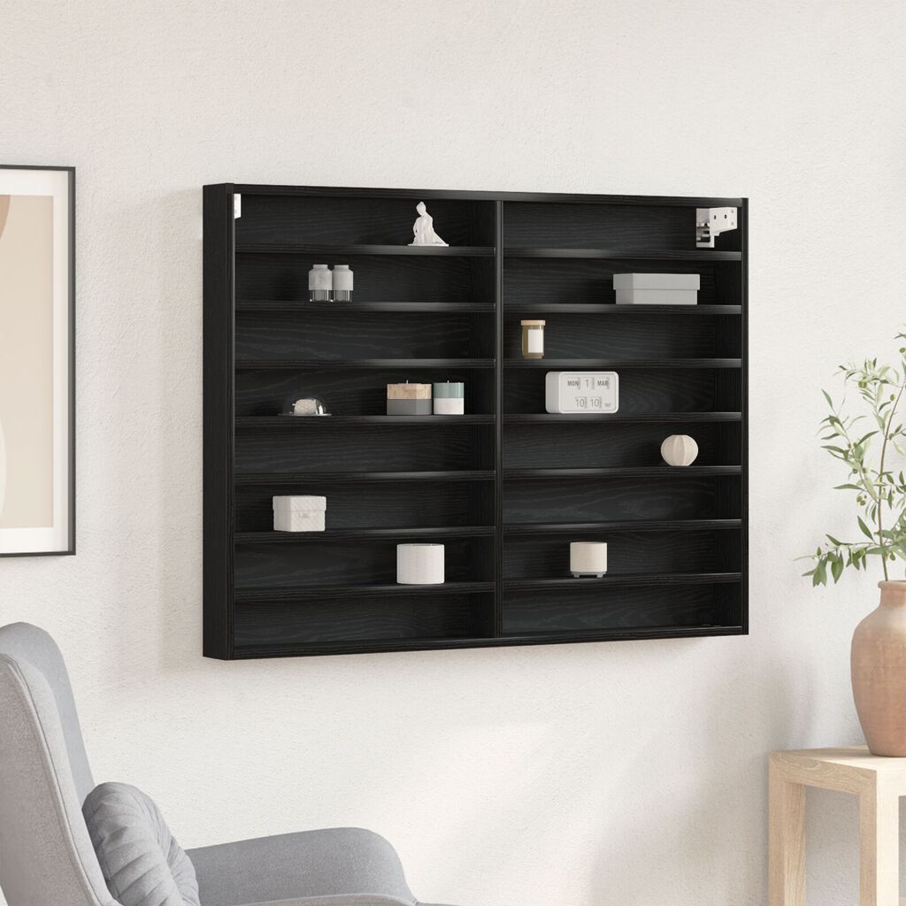 vidaXL Βιτρίνα Μαύρη Δρυς 100x8,5x75 εκ Επεξεργασμένο Ξύλο