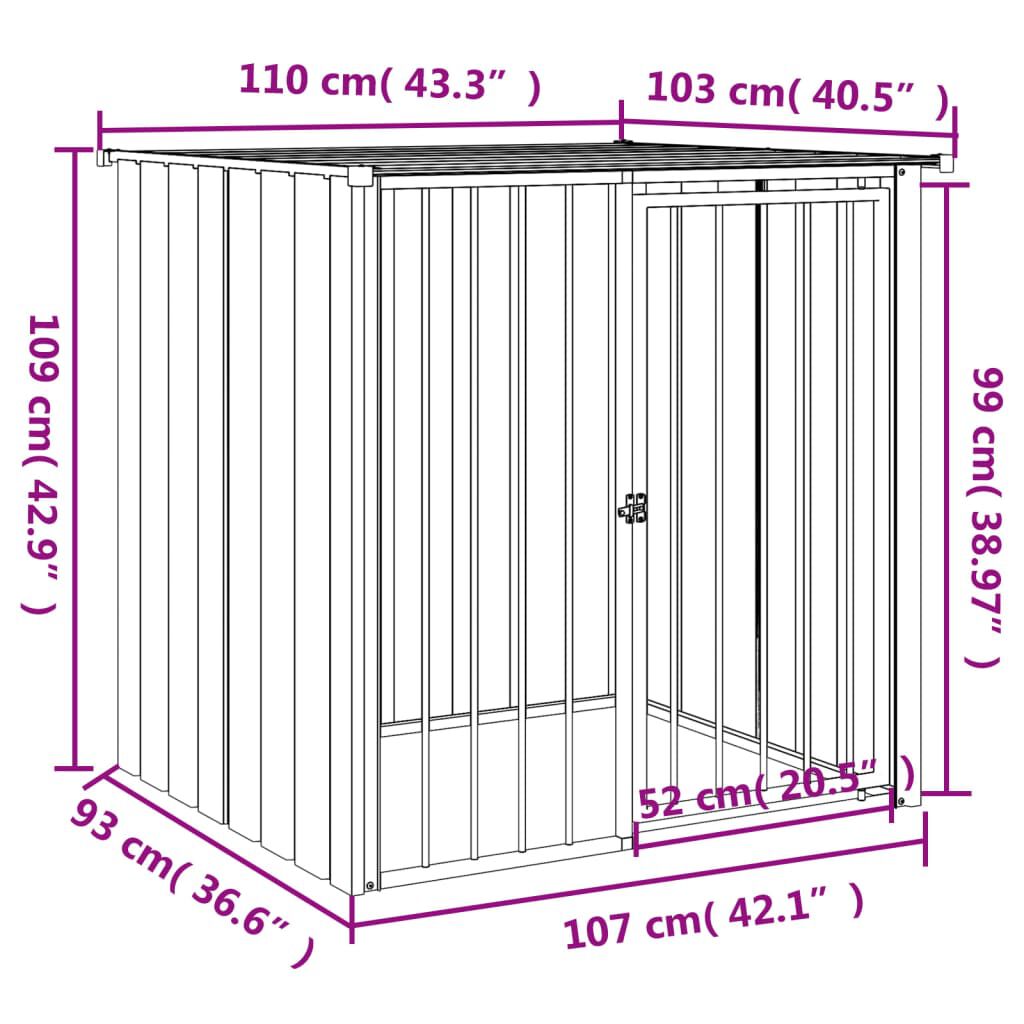 vidaXL Σπιτάκι Σκύλου με Οροφή Μαύρο 110x103x109 εκ. Γαλβαν. Χάλυβας