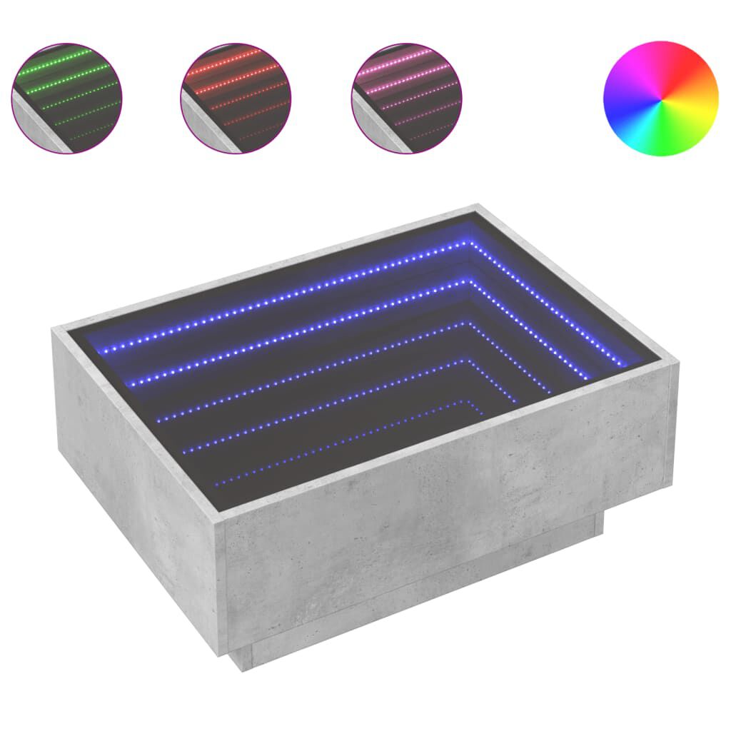 vidaXL Τραπεζάκι Σαλονιού με LED Γκρι 70x50x30 εκ. Επεξεργασμένο Ξύλο