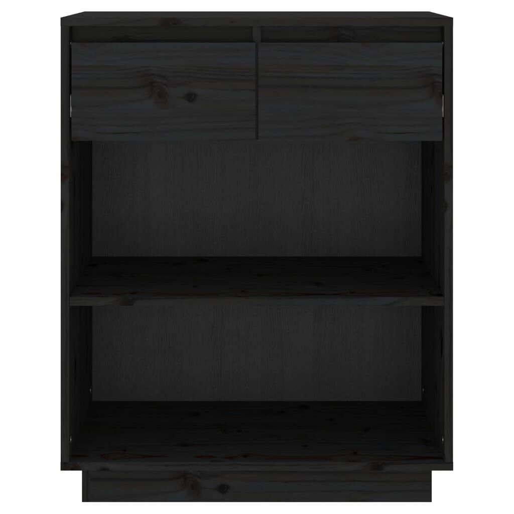 vidaXL Ντουλάπι Κονσόλα Μαύρο 60 x 34 x 75 εκ. από Μασίφ Ξύλο Πεύκου