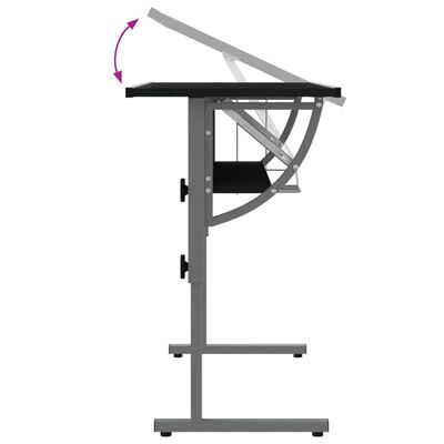 vidaXL Γραφείο Χειροτ. Μαύρο/Γκρι 110x53x(58-87) εκ. Επ. Ξύλο&Ατσάλι