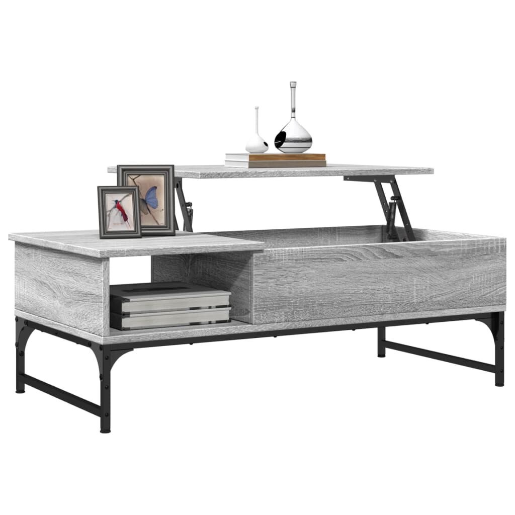 vidaXL Τραπεζάκι Σαλονιού Γκρι Sonoma 100x50x35 εκ. Επεξ. Ξύλο/Μέταλλο