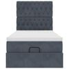 vidaXL Οθωμανικό κρεβάτι με στρώματα & LEDs Σκούρο γκρι Βελούδο
