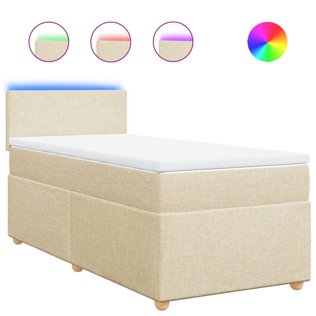 vidaXL Κρεβάτι Boxspring με Στρώμα Κρεμ 80 x 200 εκ. Υφασμάτινο