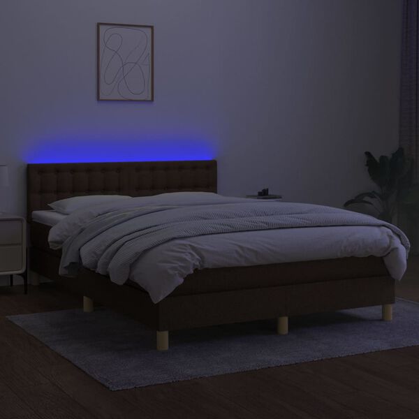 vidaXL &Kappa;&rho;&epsilon;&beta;ά&tau;&iota; Boxspring &mu;&epsilon; &Sigma;&tau;&rho;ώ&mu;&alpha; & LED &Sigma;&kappa;.&Kappa;&alpha;&phi;έ 140x200 &epsilon;&kappa; &Upsilon;&phi;&alpha;&sigma;&mu;ά&tau;&iota;&nu;&omicron;
