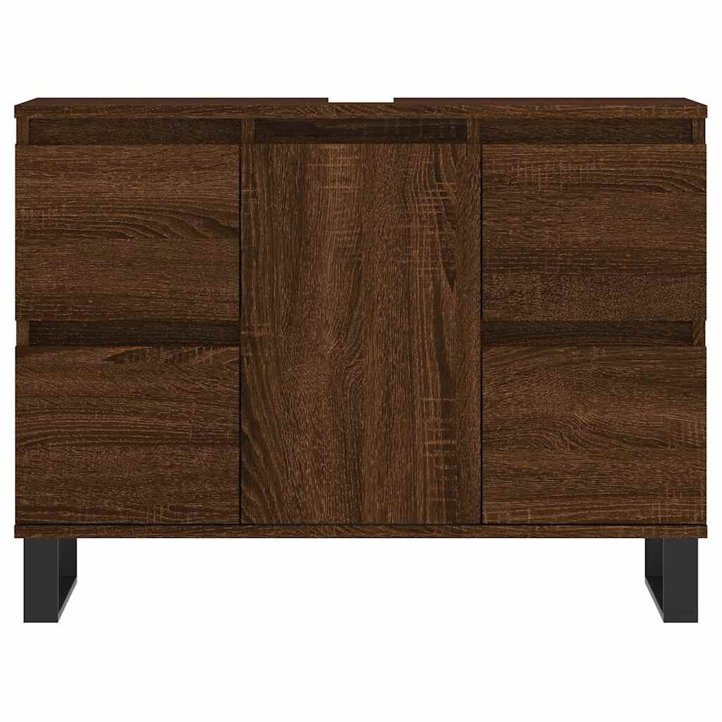 vidaXL Ντουλάπι Μπάνιου Καφέ Δρυς 80 x 33 x 60 εκ. Επεξεργασμένο Ξύλο