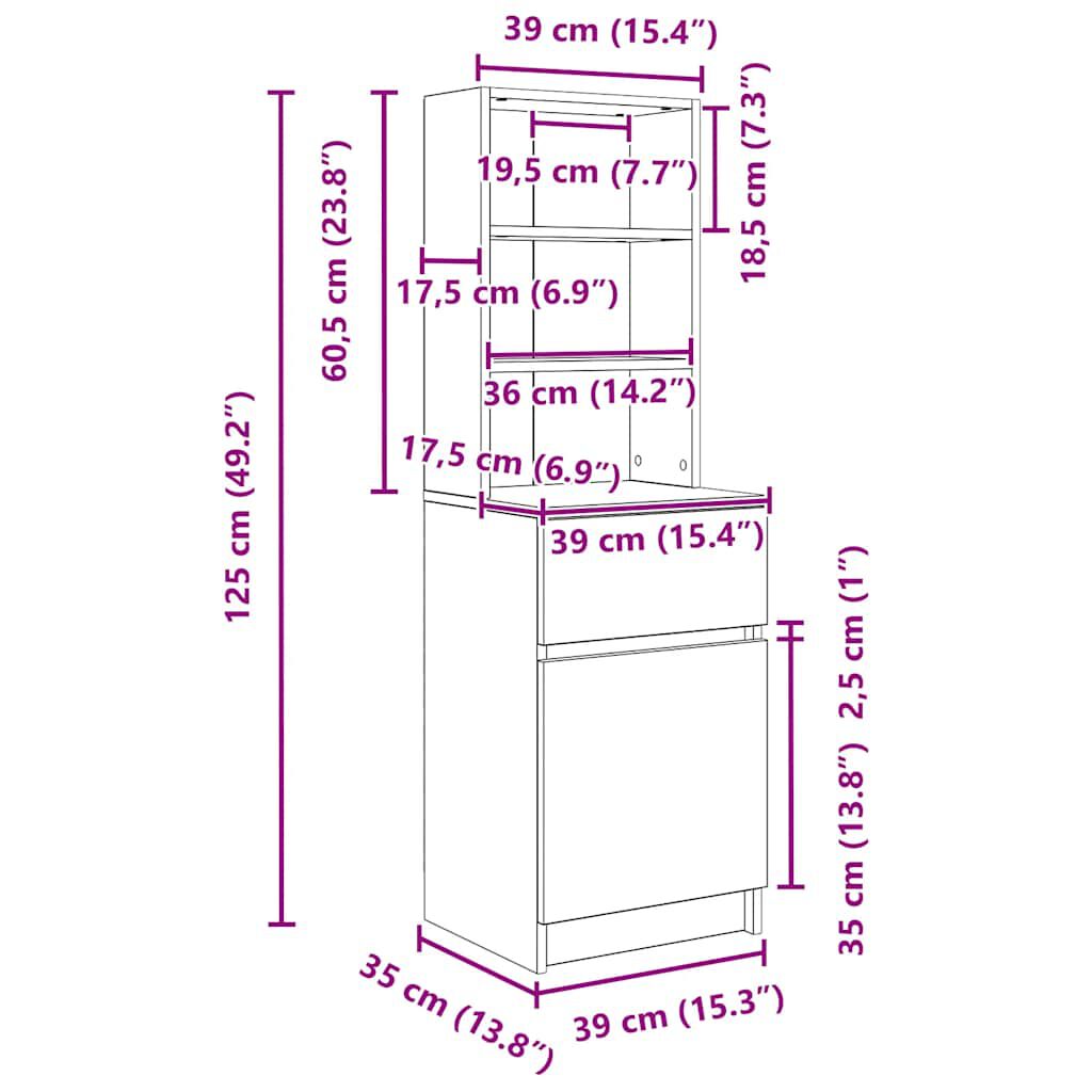 vidaXL Κομοδίνο Καφέ Δρυς 39x35x125 εκ. από Επεξεργασμένο Ξύλο
