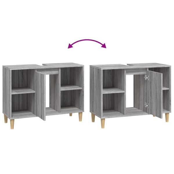 vidaXL Ντουλάπι Νιπτήρα Γκρι Sonoma 80 x 33 x 60εκ. Επεξεργασμένο Ξύλο