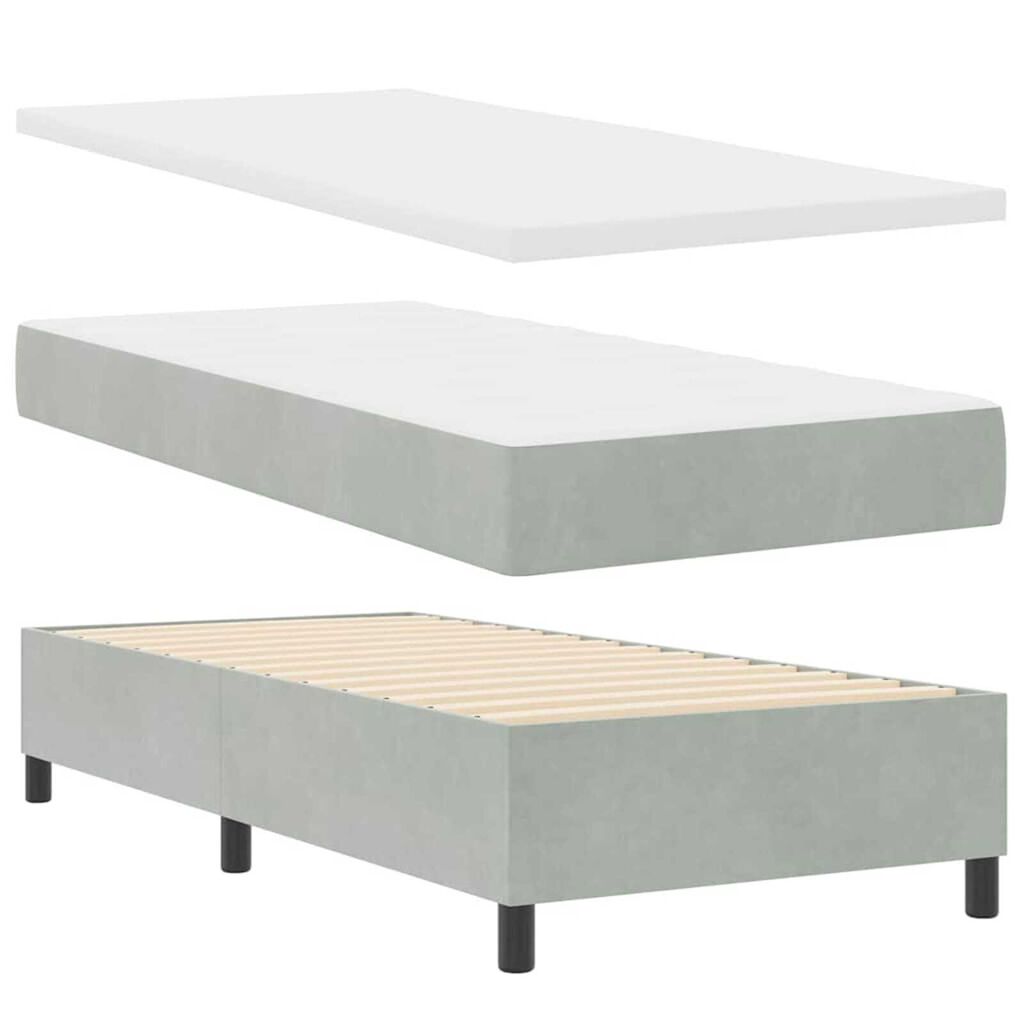 vidaXL Κρεβάτι Box Spring LED με Στρώμα Ανοιχτό γκρι 100 x 200 cm