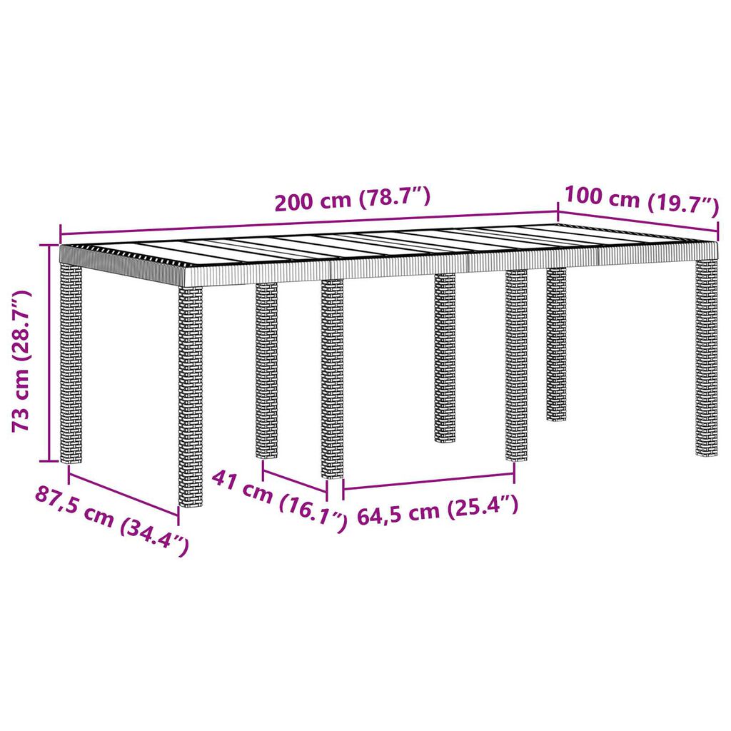 vidaXL Τραπεζάκι Κήπου Ανοιχτό Γκρι 200x100x73 εκ Πολλυ Ράτα