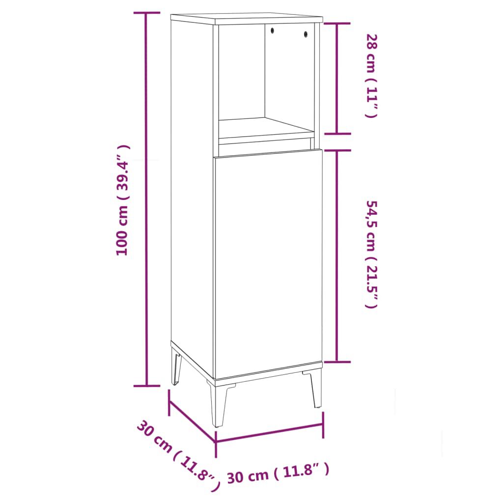 vidaXL Ντουλάπι Μπάνιου Sonoma Δρυς 30x30x100 εκ. Επεξεργασμένο Ξύλο