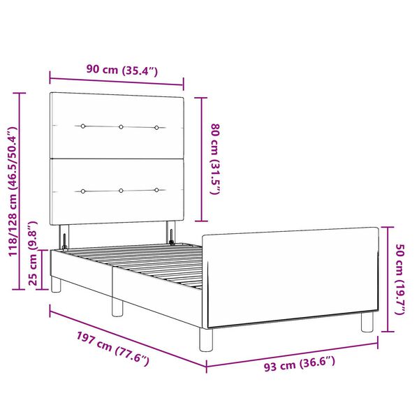 vidaXL Κρεβάτι Μαύρο 90x190 εκ. Βελούδο