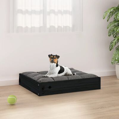 vidaXL Κρεβάτι Σκύλου Μαύρο 51,5 x 44 x 9 εκ. από Μασίφ Ξύλο Πεύκου