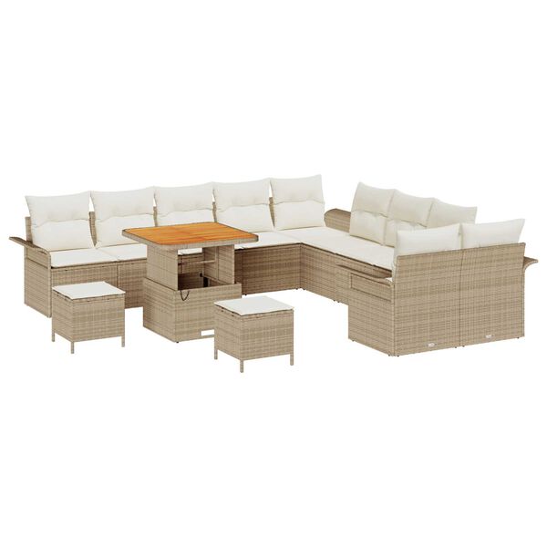 vidaXL Σετ Καναπέ Κήπου 13 pcs Μπεζ συνθετικό ρατάν