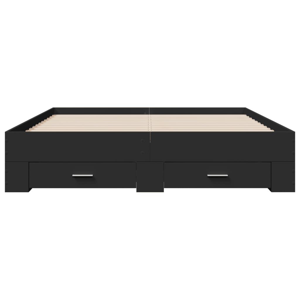 vidaXL Πλαίσιο Κρεβατιού με Συρτάρια Μαύρο 160x200 εκ Επεξεργ. Ξύλο