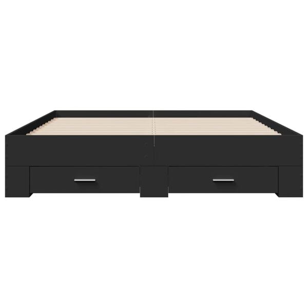 vidaXL Πλαίσιο Κρεβατιού με Συρτάρια Μαύρο 160x200 εκ Επεξεργ. Ξύλο