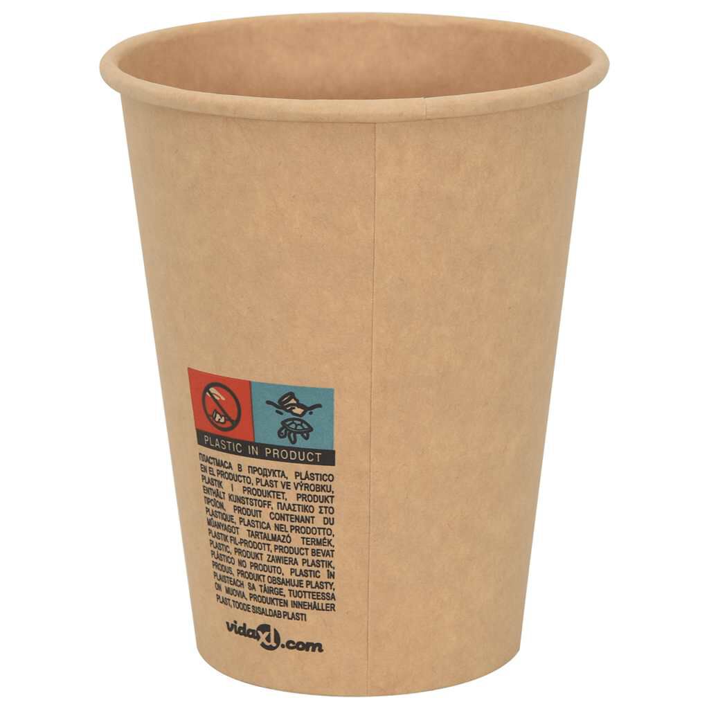 vidaXL Χάρτινα κύπελλα καφέ 1000 τεμάχια 12oz 300ml καφέ