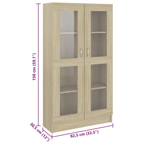 vidaXL Βιτρίνα Χρώμα Sonoma Δρυς 82,5 x 30,5 x 150 εκ. Επεξ. Ξύλο