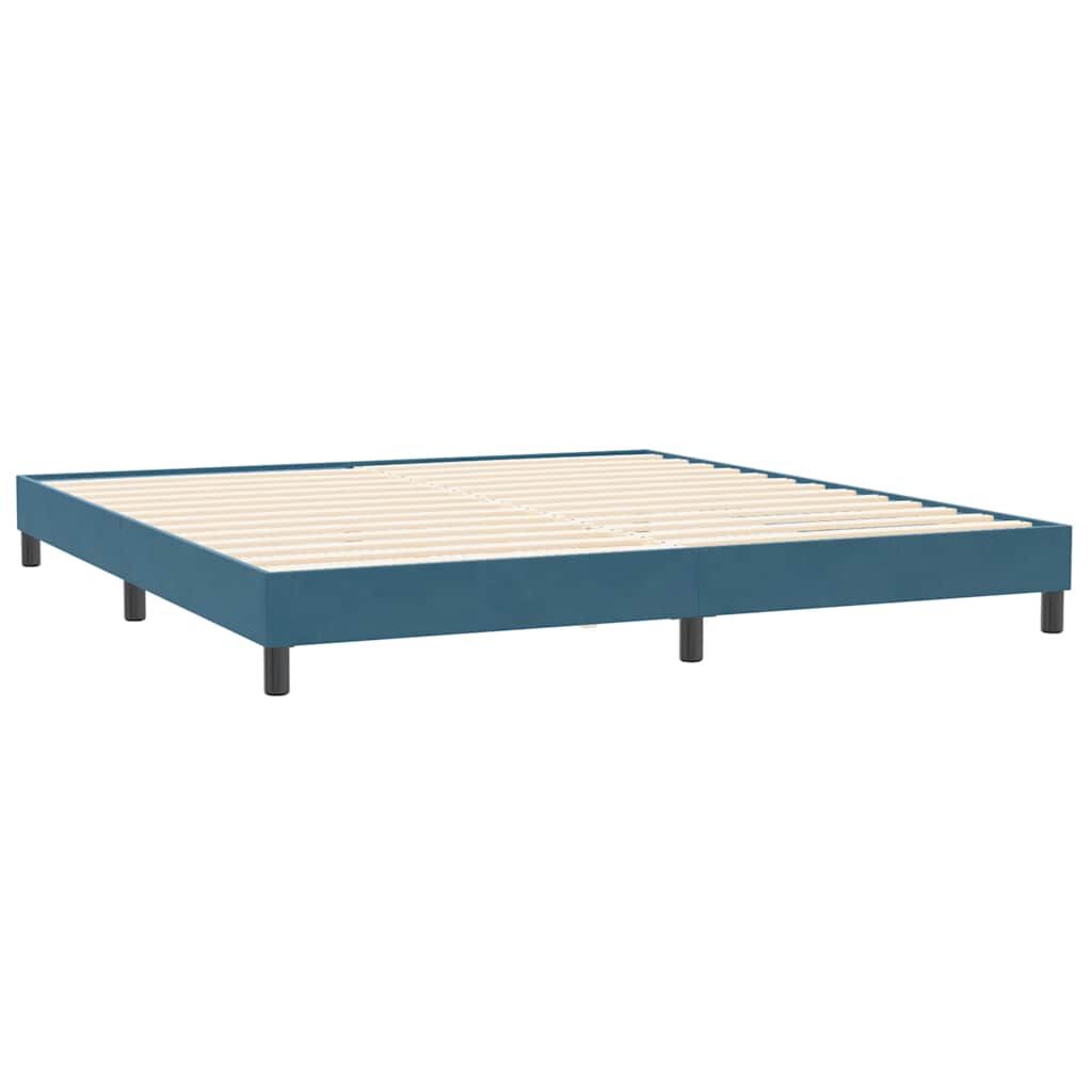 vidaXL Box Spring κρεβάτι με στρώμα σκούρο μπλε 180x220 cm Βελούδινο