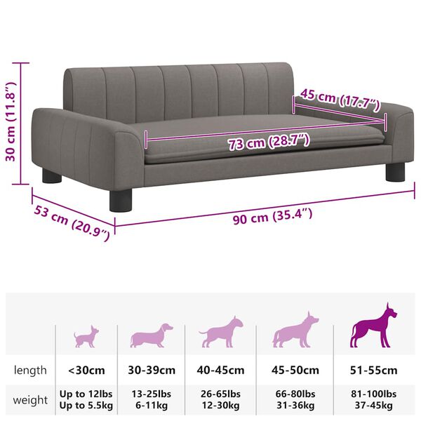 vidaXL Κρεβάτι Σκύλου Taupe 90 x 53 x 30 εκ. Υφασμάτινο