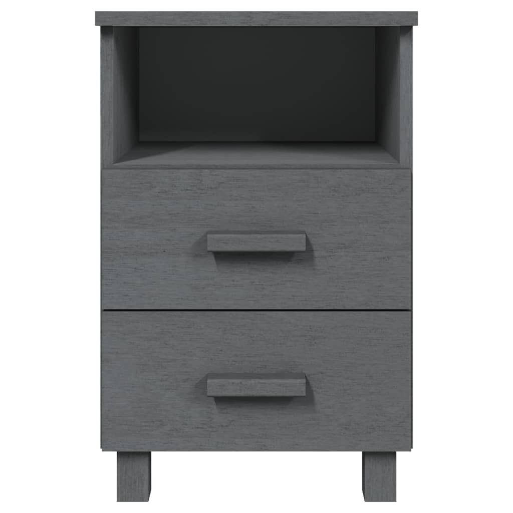 vidaXL Κομοδίνο HAMAR 2 Τεμ. Σκ. Γκρι 40x35x62 εκ. Μασίφ Ξύλο Πεύκου