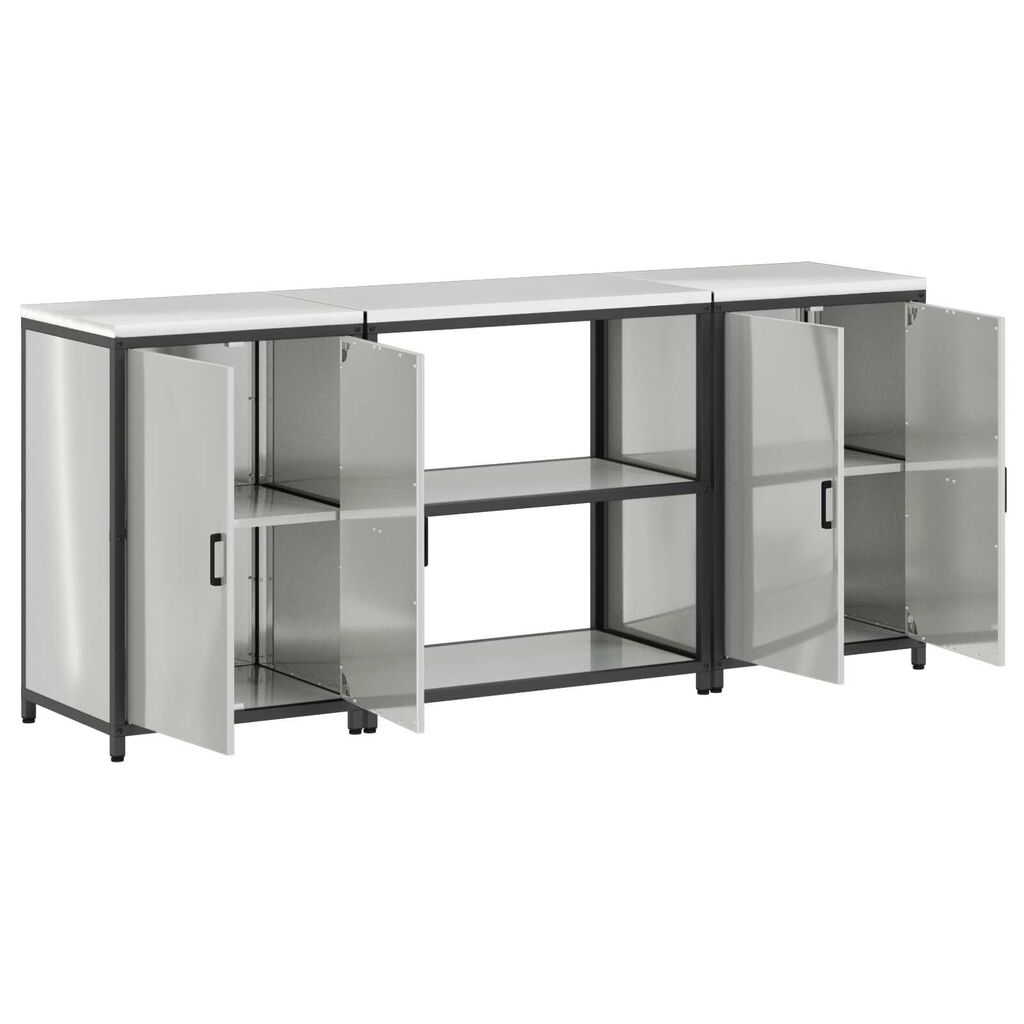 vidaXL Σετ Αποθήκευσης Κουζίνας με ράφι 3 pcs Ασημί 210 x 50 x 92 εκ