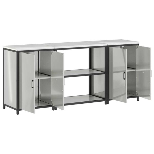 vidaXL Σετ Αποθήκευσης Κουζίνας με ράφι 3 pcs Ασημί 210 x 50 x 92 εκ