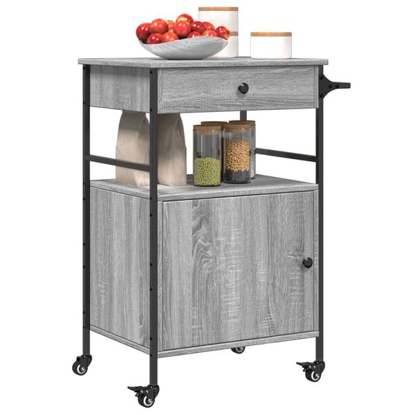 vidaXL Τρόλεϊ Κουζίνας Sonoma Γκρι 56x43x89,5 εκ. Επεξεργασμένο Ξύλο