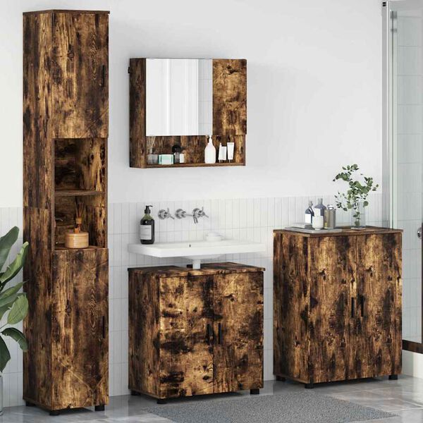 vidaXL Σετ Επίπλων Μπάνιου 4 pcs Καπνιστή δρυς 61 x 35 x 64 εκ.